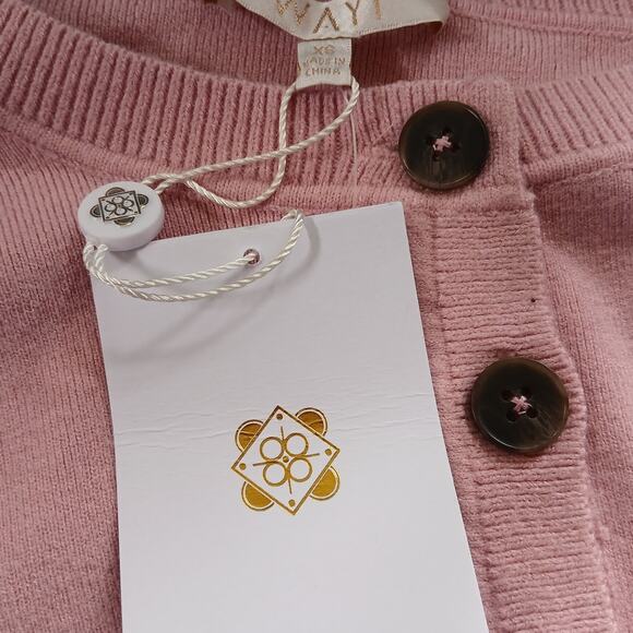 NWT WAYF Women's Pink Quarter Button Long Sleeve Sweater  XS - Picture 7 of 7